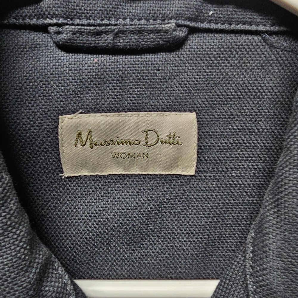 Massimo Dutti Womens L Navy Blue Cropped Trench Jacket Cotton Made in Portugal - Picture 3 of 9